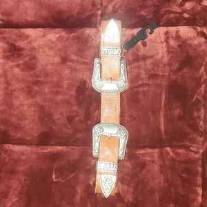BRAVE REAL LEATHER DOUBLE WESTERN STYLE COGNAC COLOR BELT size 28